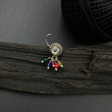 Multicoloured Hanging Beads Nose Pin